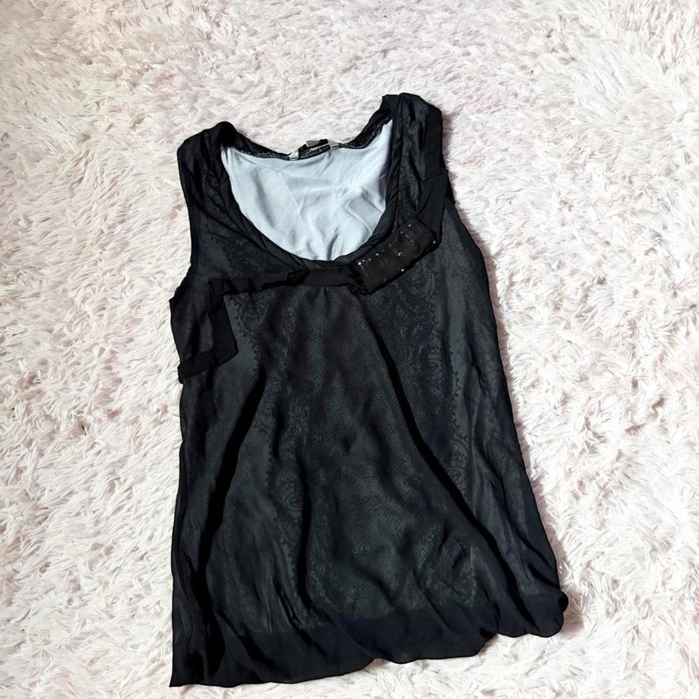 CAbi Sheer Overlay Avant Garde Glam Bubble Tank Top Womens S Whimsygoth Edgy